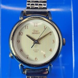 Vintage 1997 Timex Indiglo‎ 24mm Women's Quartz Watch Stretch Bracelet Restored